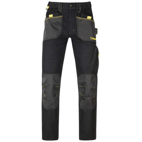 PANTALONI JEANS DA LAVORO SLICK NERO LUNGHI TG.S/M/L/XL/XXL TASCHE PORTAUTENSILI, "XL"