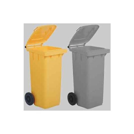 BIDONE RACCOLTA DIFFERENZIATA CARRELLATO 120LT BIANCO-VERDE-BLU-GIALLO-MARRONE, "Giallo"