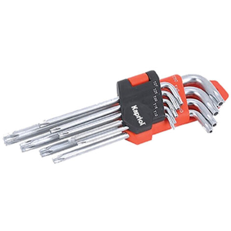SET CHIAVI TORX FRANCESI 9 PZ T10-T50 mm CON FORO FORATE Cr-V KAPRIOL