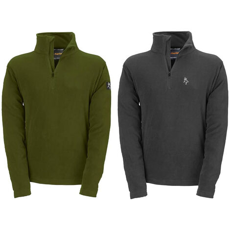 FELPA MAGLIA UOMO MICROPILE WOLF LAVORO MEZZA ZIP GRIGIO/VERDE TG.M-XXXL KAPRIOL, "Grigio"-"XXXL"