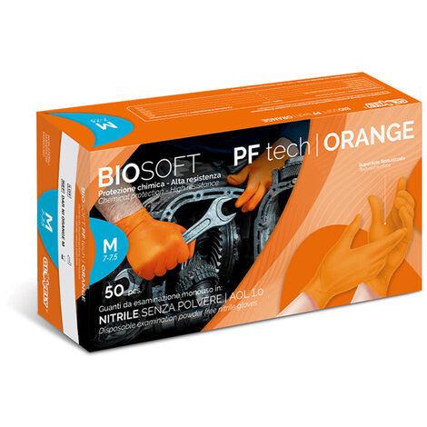 RAYS GUANTI NITRILE MONOUSO NO POLVERE S/M/L/XL 50pz GLOVELY BIOSAFE PF TECH, " M "