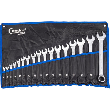 SERIE KIT SET CHIAVI COMBINATE STELLA E FISSA INGLESI 17pz 6-24mm CONDOR (1/2)