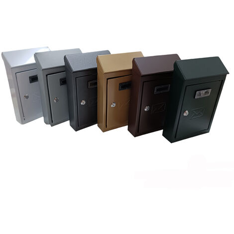 CASSETTA POSTALE ESTERNO A PARETE BUCA LETTERE IN ACCIAIO TETTO CHIAVE 30x20x6cm, "Nero"
