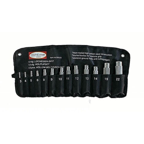SET 13pz PUNZONI FUSTELLE METRICHE PER CUOIO PELLE CINTE 3-22mm PRO+ STAHLKAISER