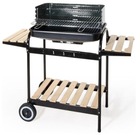 BARBECUE CON CARRELLO IN ACCIAIO VERNICIATO 103x44x90 cm CON PIANI DI APPOGGIO