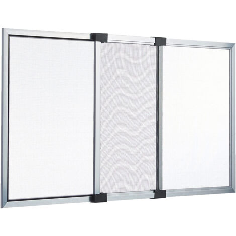 ZANZARIERA ESTENSIBILE PANNELLO TELAIO IN ALLUMINIO 50x70-133cm BIANCO/GRIGIO, "Bianco"