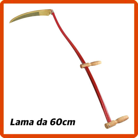 FALCE DA FIENO 60cm FALCIONE OVALE MANICO PERTICA 150cm DOPPIA IMPUGNATURA FALCI