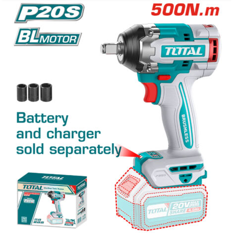 AVVITATORE A IMPULSI A BATTERIA 20V 1/2" 500Nm SOLO CORPO MACCHINA TOTAL (1/2)