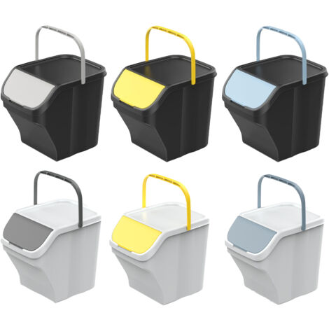 BIDONE PATTUMIERA RACCOLTA DIFFERENZIATA STACK'N SORT 25lt VARI COLORI MHOME, "Tris bianco"
