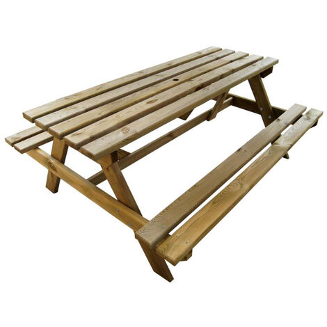 TAVOLO CON PANCHE PIC NIC LEGNO ESTERNO GIARDINO TAVOLI 170x140x71cm