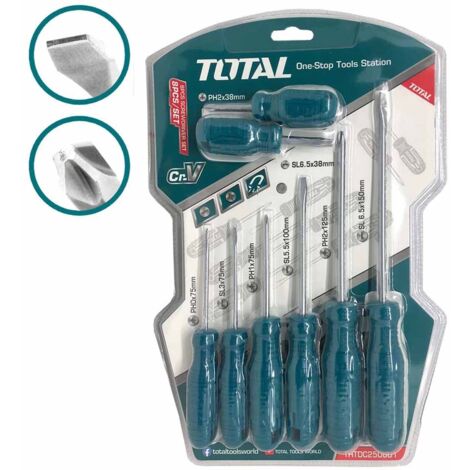 SET CACCIAVITI 8pz TAGLIO E CROCE GIRAVITI CACCIAVITE PROFESSIONALE TOTAL