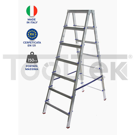 SCALA ALLUMINIO 6 GRADINI DOPPIA SALITA 1,46mt 6+6 CASALINGA NANCY (1/2)