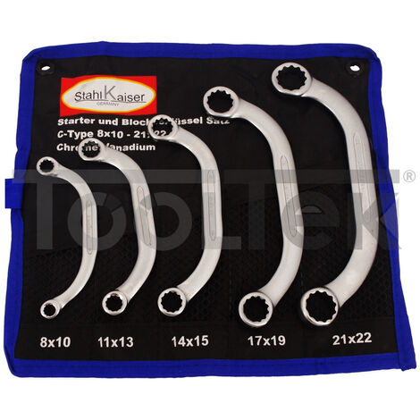 SET KIT CHIAVI 5pz POLIGONALI DOPPIE SPECIALI A "U" 8X10 - 21X22mm