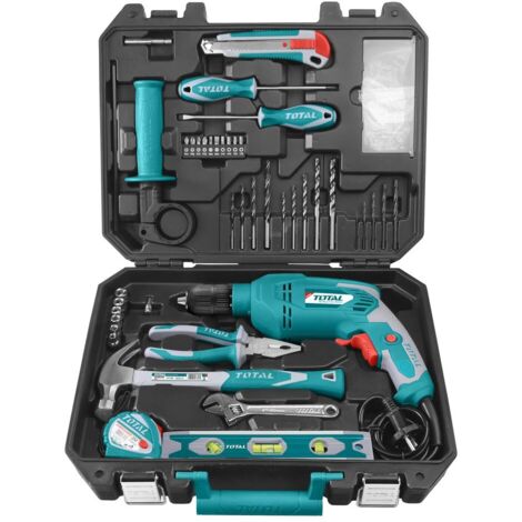 KIT TRAPANO AVVITATORE 650W + 101 ACCESSORI VALIGIA TOTAL
