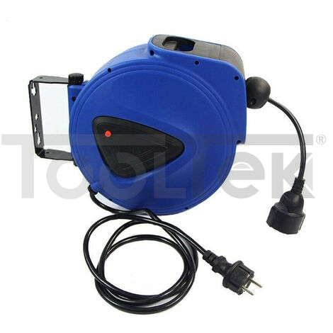 Avvolgicavo Elettrico Automatico - Prolunga 15 M (13+2), 3000W, Con Presa Schuko E Fissaggio A Muro
