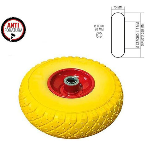 RUOTA RICAMBIO ANTIFORATURA CARRELLO PORTAPACCHI PORTATUTTO VERDELOOK