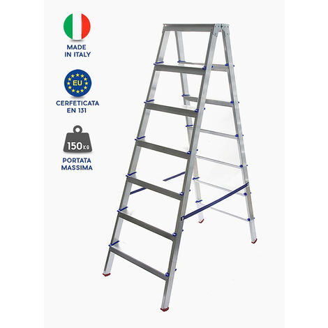SCALA ALLUMINIO 8 GRADINI DOPPIA SALITA 1,92mt 8+8 CASALINGA NANCY S. CANNAROZZI