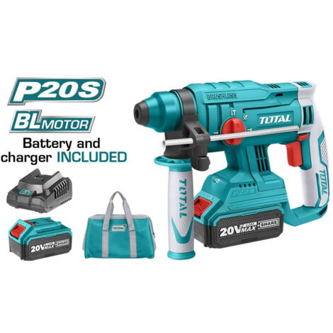 MARTELLO ROTATIVO TASSELLATORE DEMOLITORE A BATTERIA 1,5J COMPLETO TOTAL
