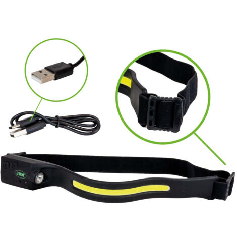 LAMPADA FRONTALE DA TESTA TORCIA LED 90Lm RICARICABILE USB JBM