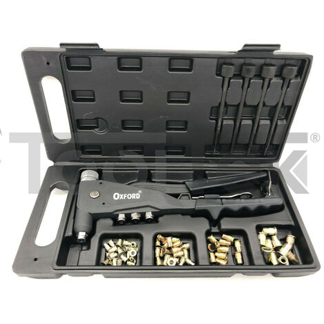 PINZA RIVETTATRICE PER INSERTI RIVETTI FILETTATI 66pz M3 M4 M5 M6