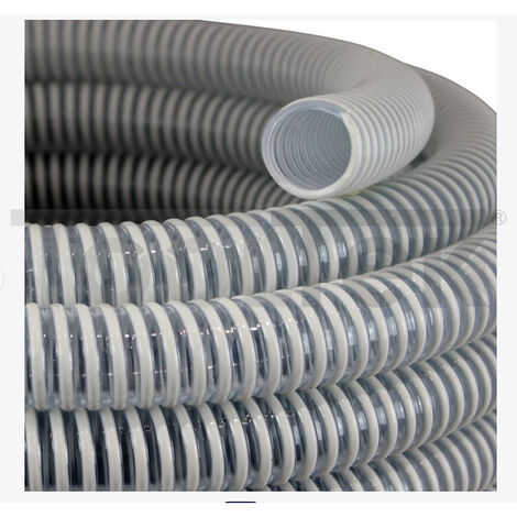 TUBO SPIRALATO PVC NEUTRO SPIRALE ASPIRAZIONE ALIMENTARE Ø30 25mt