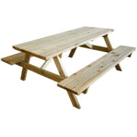 TAVOLO CON PANCHE PIC NIC LEGNO ESTERNO GIARDINO TAVOLI 180x160x70cm VERDELOOK