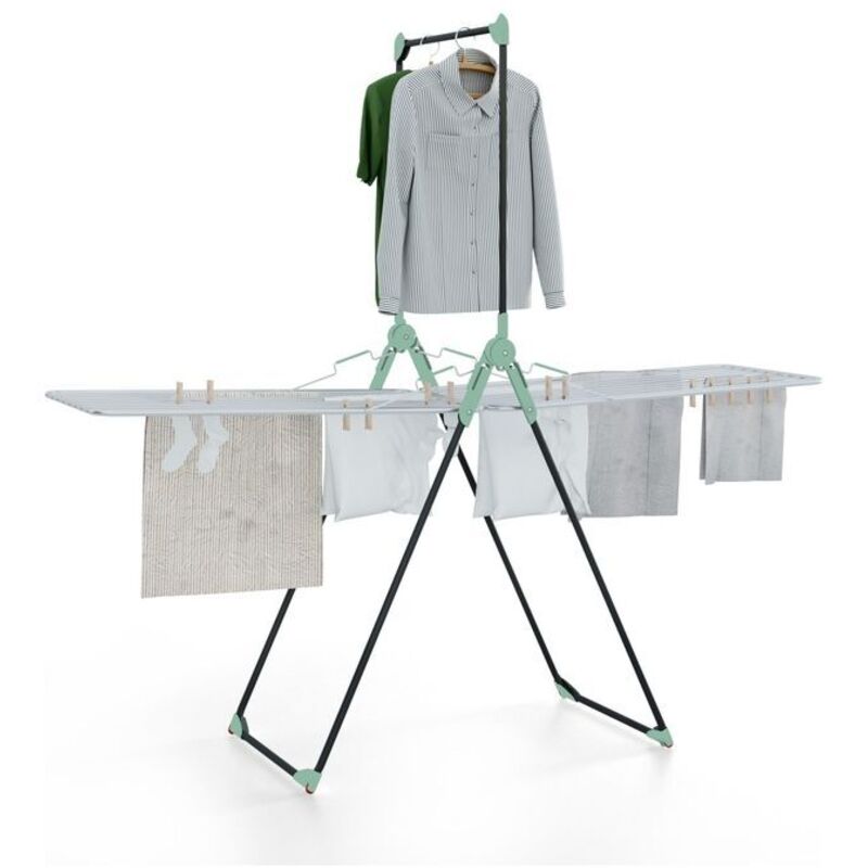 Étendoir à Linge Arredamenti Italia - 30 M De Surface - Bois Hêtre - Pliable Avec Roues