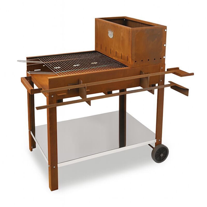 Barbecue En Acier Corten Flipper Avec Grille Inox - Pour Grillades En Série