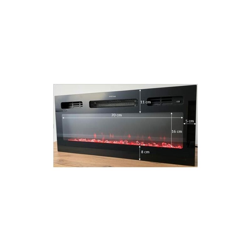 Meuble TV avec cheminée électrique GRANERO cm200x35x57 BOIS ANTIQUE
