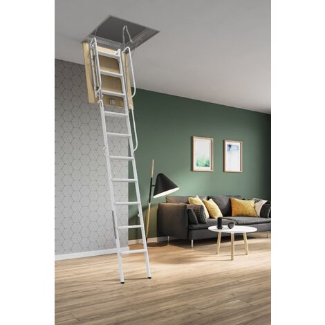 ÉCHELLE DE GRENIER RÉTRACTABLE 70X100 H300 ACIER SCARI 4PCS (1/5)