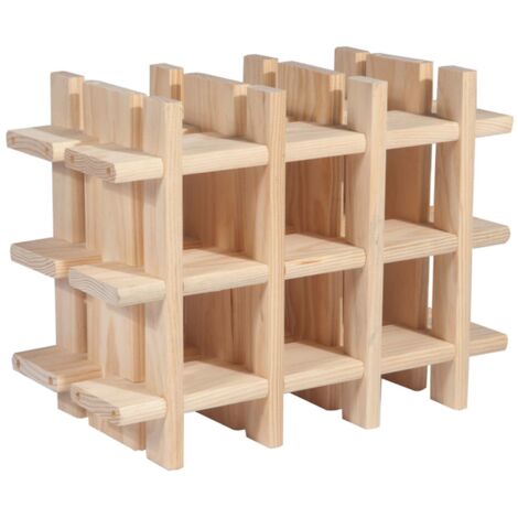 Astigarraga – Porte-bouteilles évolutif pour 9 bouteilles – Pin massif brut certifié PEFC – Dimensions 43x22x32,5 cm – Montage facile sans quincaillerie