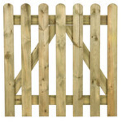 Capaldo – Clôture porte en bois traité 100 x H 100 cm – 7 axes verticaux – Couleur verte naturelle – Protection contre humidité et moisissures (1/3)