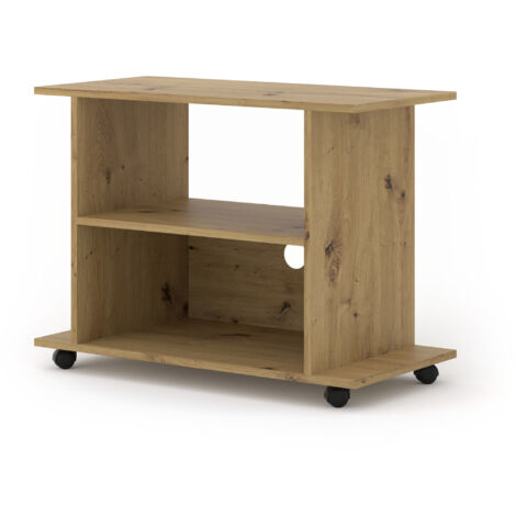 Meuble TV YOGI 80cm sur roulettes chêne artisan (1/5)