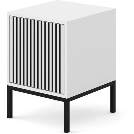 MOBILE RAVENNA F SOUS-BUREAU EN MDF PEINT TABLE DE CHEVET 1D BLANC MAT NOIR MAT STRUCTURE NOIRE (1/5)