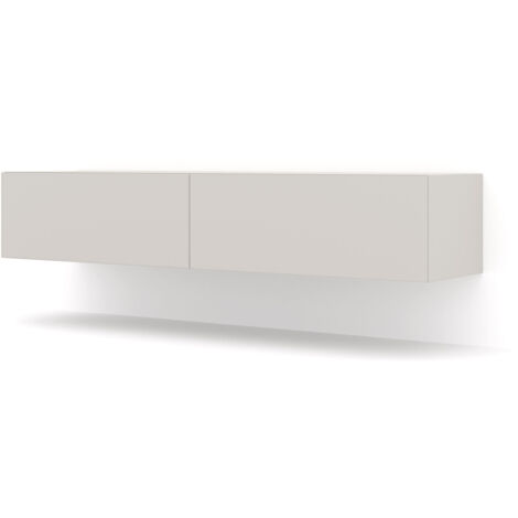 Bim Furniture – Meuble TV suspendu 160 cm cachemire – Panneaux laminés 16 mm – Abattant vers le bas – Compartiment central pour appareils multimédias (1/6)
