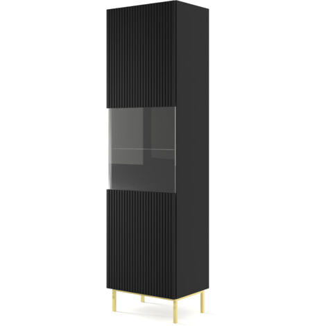 Vitrine RAVENNA B 1D 60 cm fraisé noir mat + cadre (1/5)