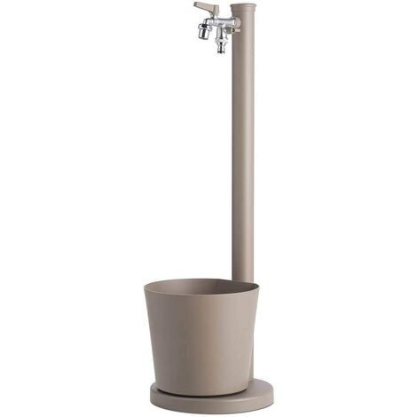 Bel-Fer – Fontaine de jardin avec seau complet et robinet – Hauteur 88 cm – Métal peint antirouille – Couleur gris tourterelle – Made in Italy