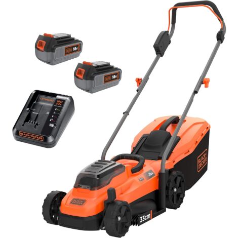 Black & Decker – Tondeuse à batterie 18V – 4,0 Ah lithium-ion – Largeur de coupe 33 cm – Capacité bac 35 l – Pour surfaces jusqu'à 500 m² - BCMW33184L2 (1/5)