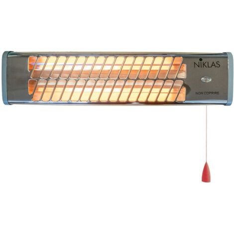 Chauffage mural infrarouge quartz 1200W – Aluminium – Puissance réglable 400W à 1200W – Protection IPX4 pour intérieur et extérieur – Niklas