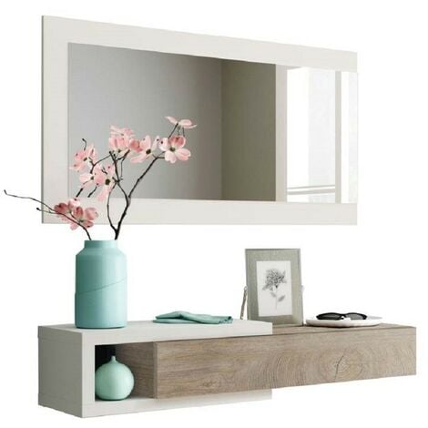 Meuble d'entré avec miroir Wander L80xH185cm Bois foncé