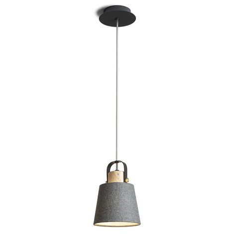 CHOUPETTE suspension tissu gris noirâtre/bois 230V E27 15W (1/5)