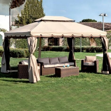 Toit De Remplacement Pour Pavillon De Jardin 3x3m - Polyester 300D Imperméable (800mm) - Double Toit Ventilé - Gris