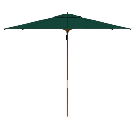 Parasol rond avec structure en bois et plateau vert en polyester 250 cm pour jardin exte'rieur (1/3)