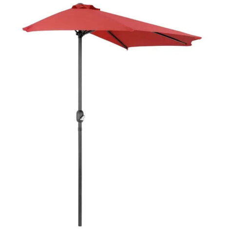 Mezzaluna Umbrella 3 mètres jardin mural extérieur avec pôle central en aluminium de la demi-lune DarkRed