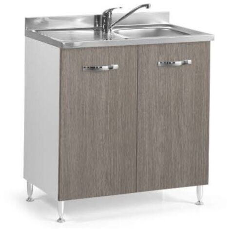 Kit de cuisine de base sous l'évier 80x50x85h 2 portes en finition mélèze gris - Salle de séjour