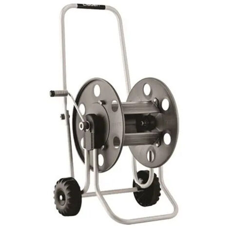 Claber – Dévidoir sur roues pour tuyau d'arrosage 60m – Structure métallique époxy – Roues larges pour terrains variés – Mécanisme d'enroulement manuel (1/10)