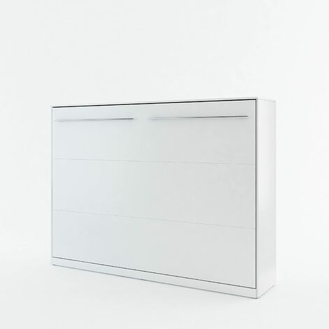 Bim Furniture – Lit escamotable 140x200 cm – Châssis renforcé en métal – Panneau stratifié blanc mat – Système d'ouverture sécurisé (1/8)