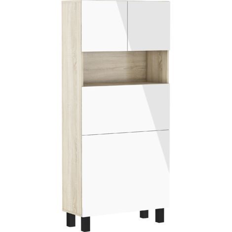 Bim Furniture – Bureau pliant chêne sonoma – Dimensions 80x62cm – Hauteur 72cm – Charnières silencieuses – Espace de rangement intégré (1/10)