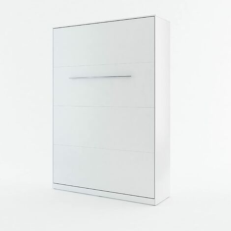 Bim Furniture – Lit escamotable 120x200 cm vertical blanc mat – Construction en panneau stratifié 22 mm – Mécanisme d'assistance automatique (1/10)