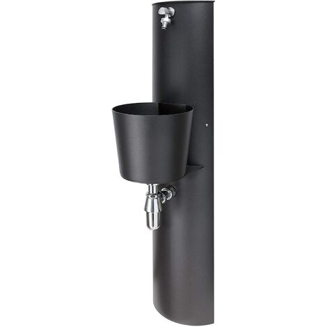 Bel-Fer – Fontaine murale de jardin en fer peint – Robinet laiton chromé – Traitement anti-corrosion – Dimensions 119x30x25 cm – Couleur anthracite